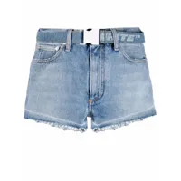 off-white short en jean à taille ceinturée - bleu