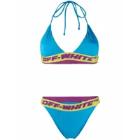 off-white bikini à bande logo - bleu