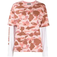 a bathing ape® t-shirt à manches superposées - rose
