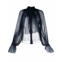 atu body couture blouse transparente à col lavallière - bleu