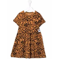 mini rodini robe mi-longue à imprimé léopard - tons neutres
