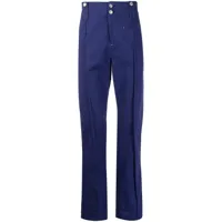 marant pantalon droit en coton à plis marqués - bleu