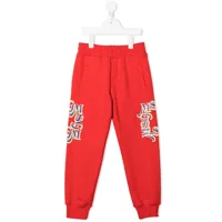msgm kids pantalon de jogging à logo imprimé - rouge