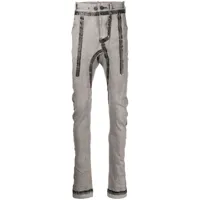 boris bidjan saberi pantalon skinny à bandes contrastantes - gris