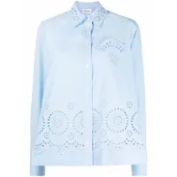p.a.r.o.s.h. chemise en broderie anglaise à boutonnière - bleu