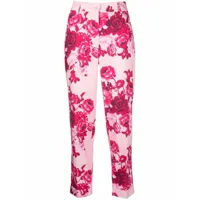 p.a.r.o.s.h. pantalon de tailleur à fleurs - rose