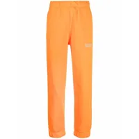 ganni pantalon de jogging à logo brodé - orange