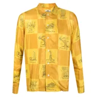 bode chemise en soie à imprimé façon illustration - jaune