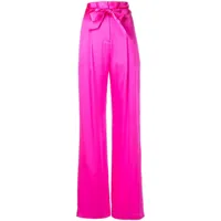 michelle mason pantalon en soie plissée à taille haute - rose