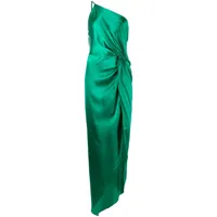 michelle mason robe longue à design à une épaule - vert