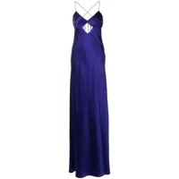 michelle mason robe longue à découpe - bleu
