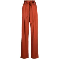 michelle mason pantalon en soie plissée à taille haute - rouge