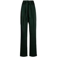 michelle mason pantalon en soie plissée à taille haute - vert
