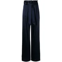 michelle mason pantalon en soie plissée à taille haute - bleu