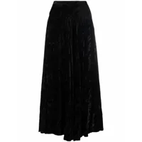 saint laurent pre-owned jupe plissée à effet velours (années 1970) - noir