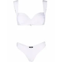noire swimwear bikini à détails en lurex - blanc