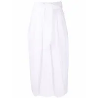 fabiana filippi jupe mi-longue en coton à taille ceinturée - blanc