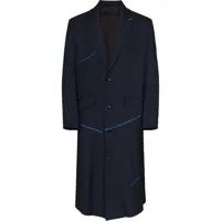 sulvam manteau boutonné en laine à fines rayures - bleu