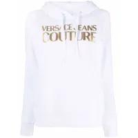 versace jeans couture hoodie à logo imprimé - blanc