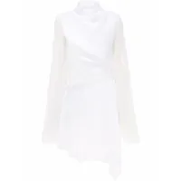 jw anderson robe asymétrique à manches transparentes - blanc