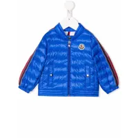 moncler enfant veste matelassée à patch logo - bleu