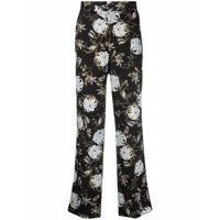 erdem pantalon de pyjama lionel à fleurs - noir
