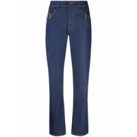 versace jeans couture jean droit à détail de boucle - bleu