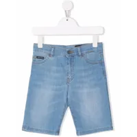 dolce & gabbana kids short en jean à patch logo - bleu