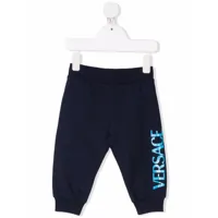 versace kids pantalon de jogging à logo imprimé - bleu