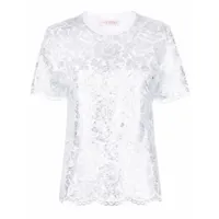 valentino garavani t-shirt blossom en macramé - blanc