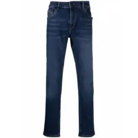 versace jeans couture jean en coton mélangé à coupe droite - bleu