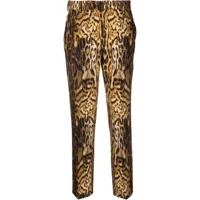 roberto cavalli pantalon court à imprimé léopard - marron