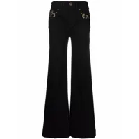 versace jeans couture pantalon évasé à détail de boucle - noir
