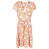 kenzo robe mi-longue à fleurs - orange