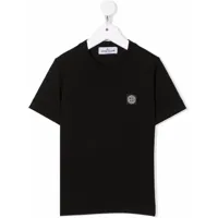 stone island junior t-shirt à patch logo poitrine - noir