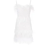 rachel gilbert robe courte frenchy à détail de plumes - blanc