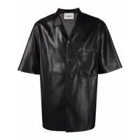 nanushka chemise en cuir artificiel à manches courtes - noir
