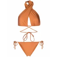 noire swimwear bikini à bonnets triangles - orange