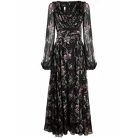 giambattista valli robe longue à fleurs - noir