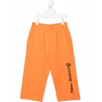 mm6 maison margiela kids pantalon de jogging à logo imprimé - orange