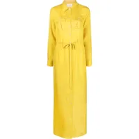 p.a.r.o.s.h. robe-chemise longue en soie - jaune