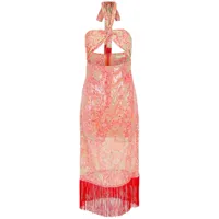 olympiah robe mi-longue à motif cachemire - rose