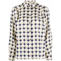 hermès pre-owned chemise en soie à imprimé graphique (1996) - bleu