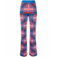 rabanne pantalon en maille à motif géométrique - bleu