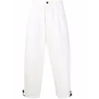 emporio armani pantalon droit à ourlet élastiqué - blanc