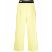 msgm pantalon court à taille à logo - jaune