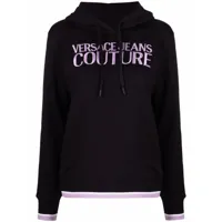 versace jeans couture hoodie à logo brodé - noir