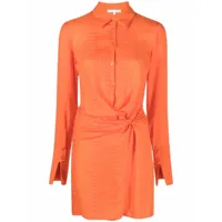 patrizia pepe robe-chemise à détail torsadé - orange