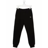 philipp plein junior pantalon de jogging à patch logo - noir