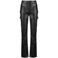 misbhv pantalon droit en cuir artificiel - noir